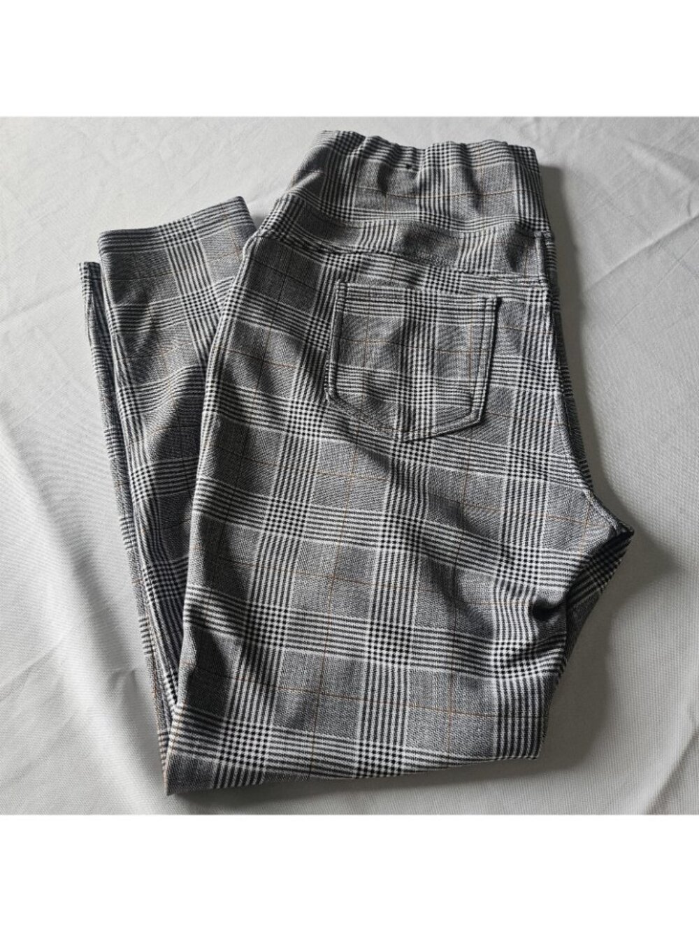 I Believe Slimming Pants Womens Plus Size 1X Gray Plaid Soft Stretch Pull On - Picture 10 of 12